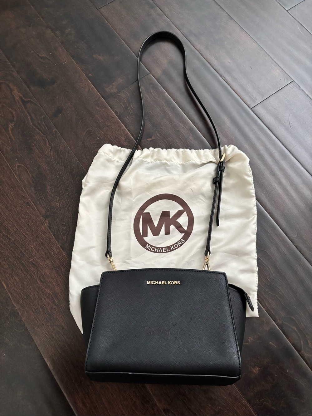 Michael Kors Black Saffiano Crossbody with Gold Hardware - Picture 2 of 16
